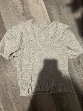 Aerie Gray Women's Short Sleeve Textured Knit Top